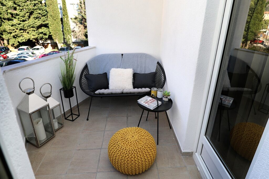 balcony, nature, small terrace, lamps, plants, decoration, home, design, terrace, decor, outdoor