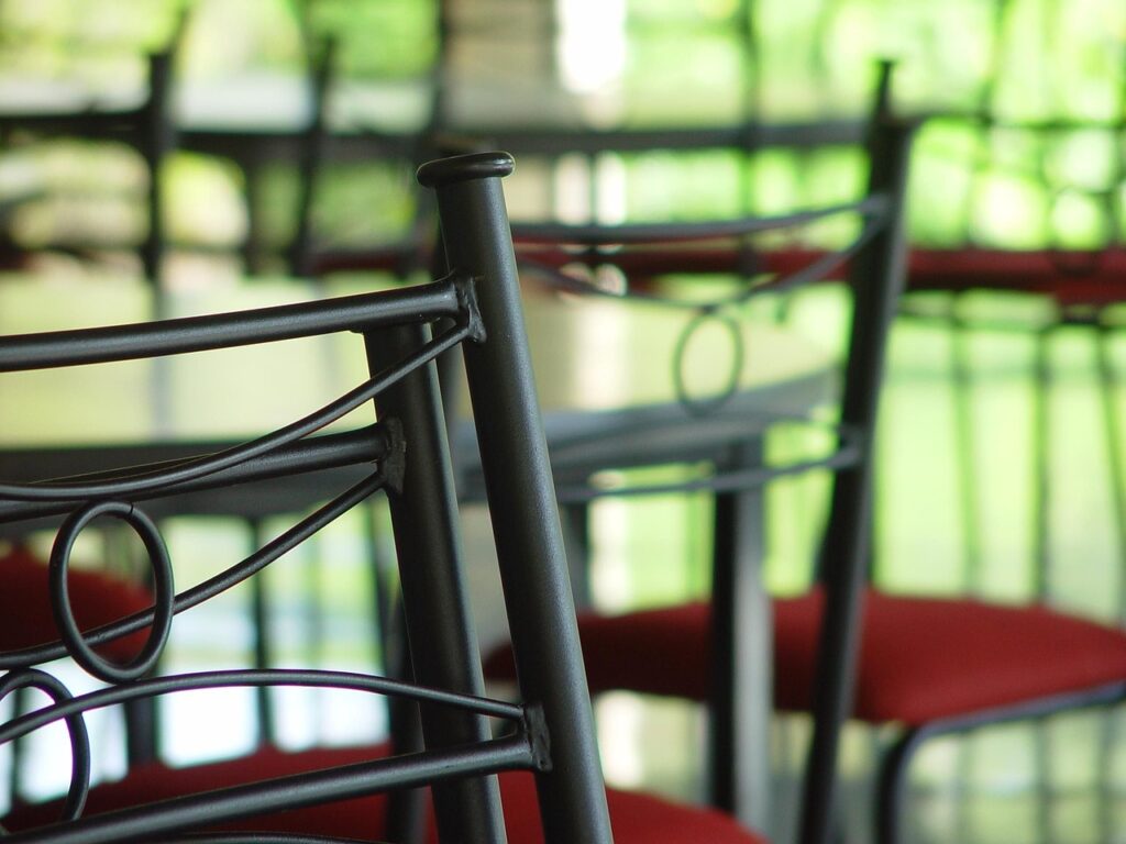 furnture, metal, chairs, furniture, green metal